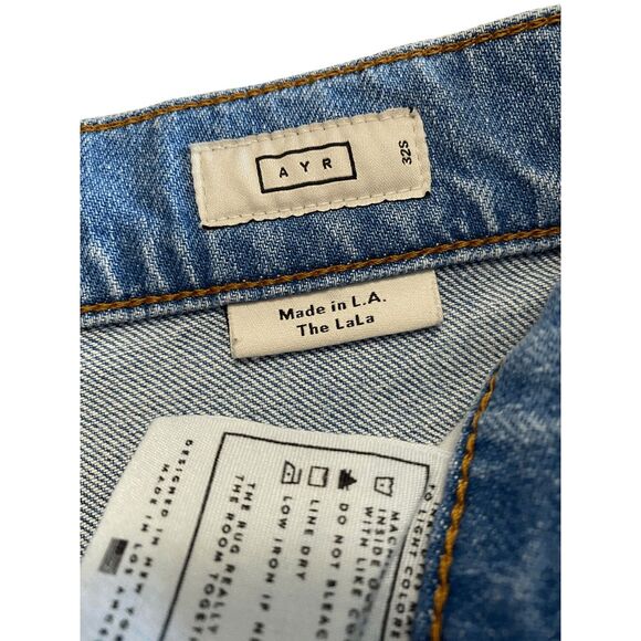 AYR The LaLa Jeans Sz 32S Selvedge Light Wash High Waist Straight Leg Denim - Picture 6 of 9